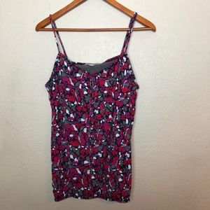 Banana Republic Red & Pink Floral Print Top